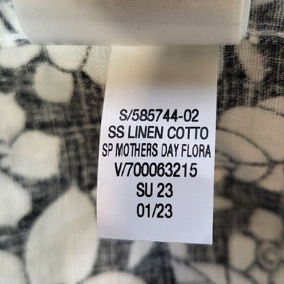 Gap Women's Black & White Flowered Linen Blend Blouse - Picture 10 of 11